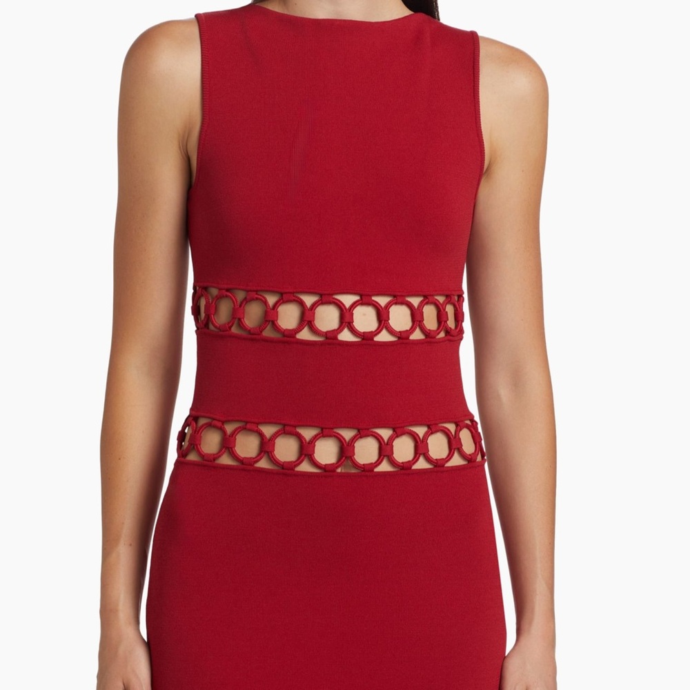 Cult Gaia Scarlet Midi Dress with Circular Cut-Outs